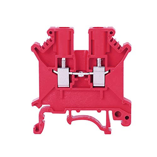 100Pcs UK3N DIN Rail Terminal Block Screw Clamp Connector 800V 32A - Red