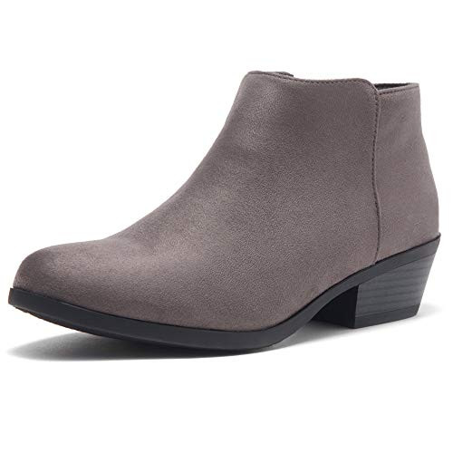 Herstyle Chatter Womens Western Ankle Bootie Closed Toe Casual Low Stacked Heel Boots Grey 11_0