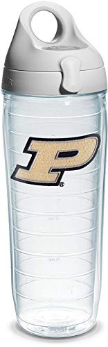 Tervis Purdue University Emblem Individual Water Bottle with Gray Lid 24 oz Clear -