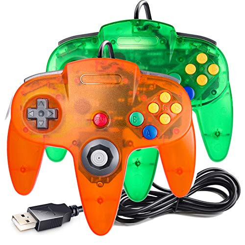 suily USB Controller for Classic N64 Games Wired USB Gamepad Joystick for Windows PC Mac Linux Raspberry Pi 3 GreenOrange