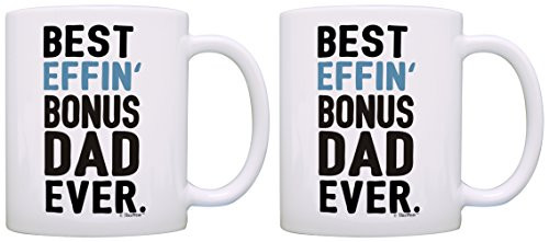 Stepdad Gifts from Daughter Stepdad Best Effin Step Dad Ever 2 Pack Coffee Mugs Tea Cups White