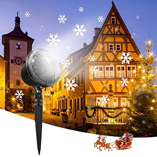 Snowflake Projector Lights Outdoor Christmas Projector Lights Waterproof Snowfall Projection with Remote Control Decorative Holiday Projector Light for Xmas Christmas Holiday Wedding Party