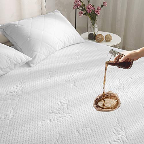 Premium Waterproof Mattress Protector Twin Size Cooling Bamboo Fitted Mattress Pad Breathable Noiseless Deep Pocket Bed Cover