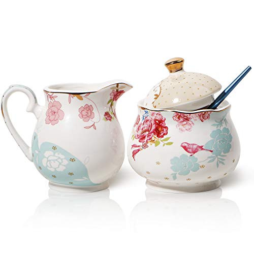 Emmas Sugar and Creamer Set Sugar Bowl with Lid Sugar Dispenser Creamer Pitcher Coffee Serving Set 2
