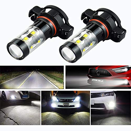 HOCOLO 2504 PSX24W LED Bulb Extreme Super Bright Fog Light High Power 80W Cree 12V LED PSX24W Bulbs for 2504 12276 PSX24W Fog Light Lamp Replacement 6000K Xenon White Set of 22504PSX24W-80WWhite