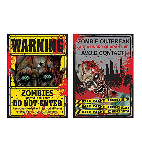 FLOMO Halloween Zombie Caution Signs - Assorted