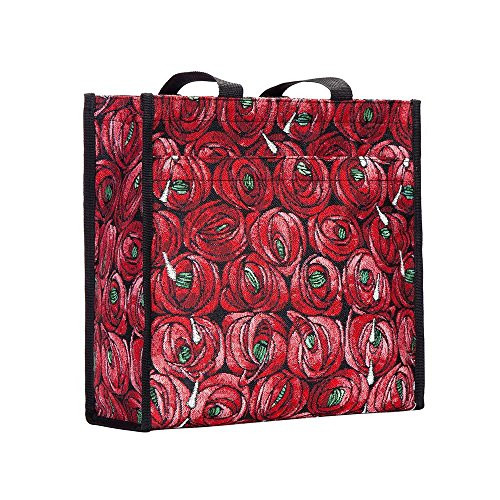 Charles Rennie Mackintosh Rose and Teardrop Art Nouveau Groceries Shopping Tote Bags for Women by Signare SHOP-RMTD