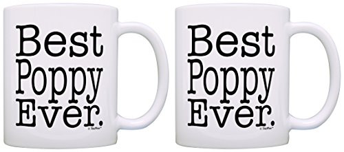 Poppy Grandpa Gift Set Best Poppy Ever Best Poppy Gifts 2 Pack Gift Coffee Mugs Tea Cups White