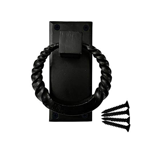 AkatvaKasai Black Cast Iron Door Knocker for Front Door - Handmade Black Powder Coated Cast Iron Door Knocker - Exterior Home Door Knocker for Doors  Cast Iron Door Knocker Black Powder Coated