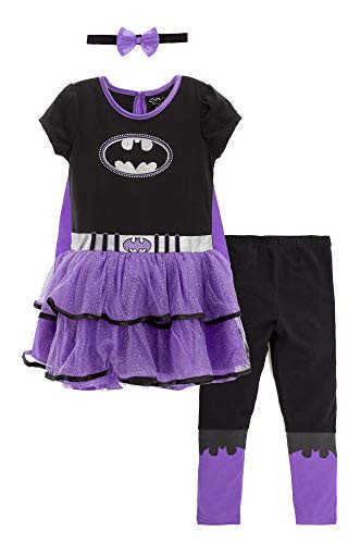 DC Comics Batgirl Big Girls Costume Dress Cape Leggings   Headband 1012