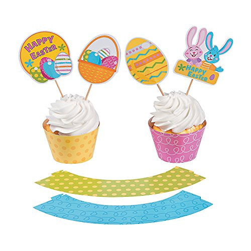 Fun Express Easter Cupcake Wrappers With Topper - 100 Pieces