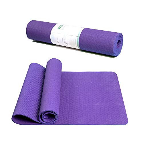 CWM Yoga Fitness Mat Thick Workout Gym Fittness Exercise Pilates Mat for Home Gym Fitness Workout Pilates Darkpurple
