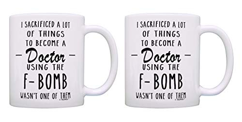 Funny Doctor Gifts Doctor F-Bomb Dr Mug Set Gifts for Doctors 2 Pack Gift Coffee Mugs Tea Cups White