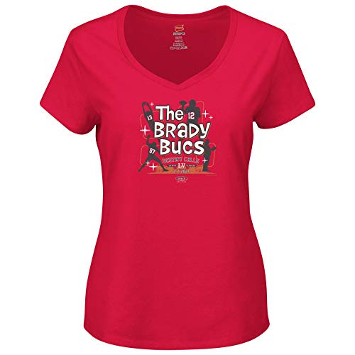 Tampa Bay Football Fans_ The Brady Bucs_ Red T-Shirt Sm-5X Ladies V-Neck 2XL