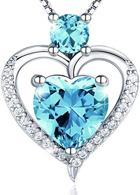 Aniu Love Heart Pendant Necklace for WomenGirls 925 Sterling Silver 5A Cubic Zirconia Birthstone Jewelry with Gift Box Blue Aniu Love Heart Pendant Necklace for WomenGirls 925 Sterling Silver 5A Cubic Zirconia Birthstone Jewelry with Gift Box Blue