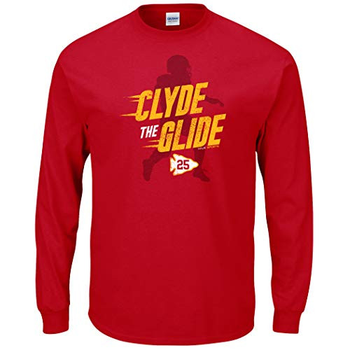 Nalie Sports Kansas City Football Fans_ Clyde The Glide Red T-Shirt Sm-5X Long Sleeve X-Large