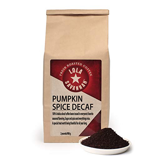 Lola Savannah Pumpkin Spice Ground Coffee - Delicious Autumn Flavored Cozy Cup of Coffee  Decaf  2lb Bag