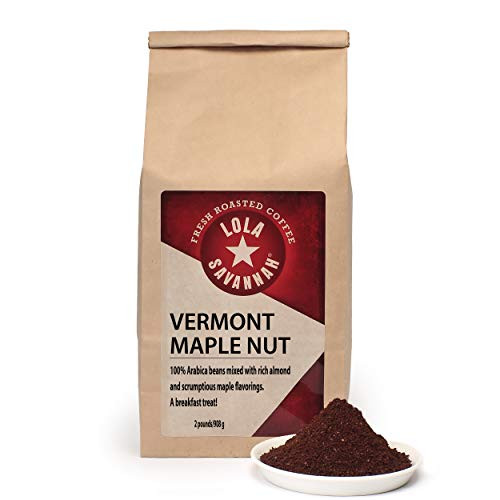 Lola Savannah Vermont Maple Nut Ground Coffee - Arabica Beans with Just A Hint Of Nut Flavor  Caffeinated  2lb Bag