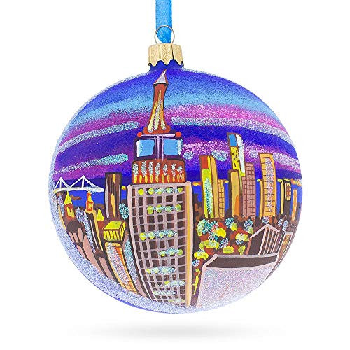 Empire State Building New York City Glass Ball Christmas Ornament 4 Inches