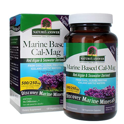 Natures Answer Marine Based Calcium Magnesium Super Concentrated 500mg Plant Based Red Algae Seawater Derived Alcohol-Free Gluten-Free Vegetarian Capsules 120ct Natures Answer Marine Based Calcium Magnesium Super Concentrated 500mg Plant Based Red Algae Seawater Derived Alcohol-Free Gluten-Free Vegetarian Capsules 120ct