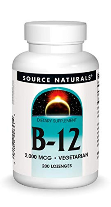 Source Naturals Vitamin B-12 2000 mcg Supports Energy Production - 200 Lozenges