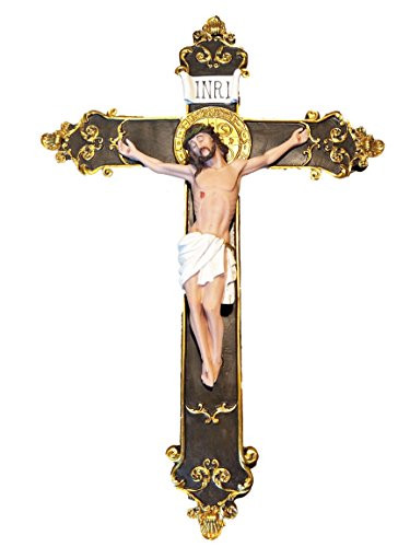 Wall Mounted Resin Jesus Christ on Inri Cross Wall Crucifix Home Chapel Decoration (12 Inch)