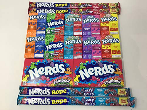 Nerds Variety Sack Bundle Featuring Rainbow Nerds Nerds Rope Double Dipped Wild About Nerds For The Love Of Nerds   More 16 Count