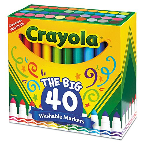 Crayola 40 Count Ultra-Clean Washable Broad Line Markers - Conical Marker Point Style - Assorted - 40 Set Crayola 40 Count Ultra-Clean Washable Broad Line Markers - Conical Marker Point Style - Assorted - 40 Set