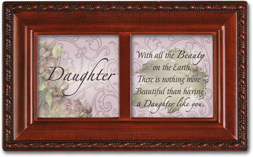 Cottage Garden Daughter Nothing More Beautiful Woodgrain Rope Trim Jewelry Music Box Plays You Light Up My Life
