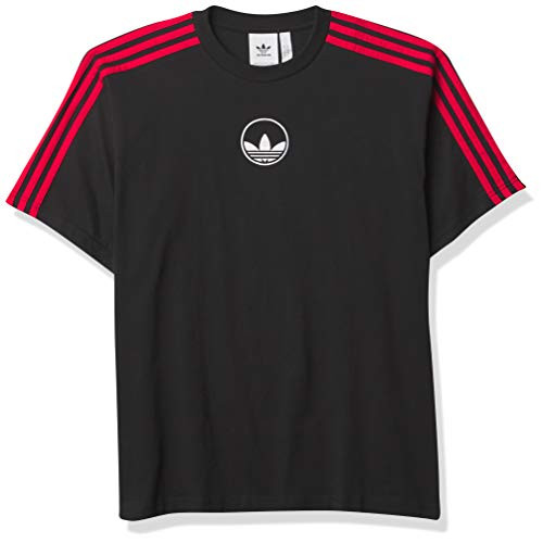 adidas Originals mens 3-Stripes Circle Trefoil Tee Black Medium adidas Originals mens 3-Stripes Circle Trefoil Tee Black Medium