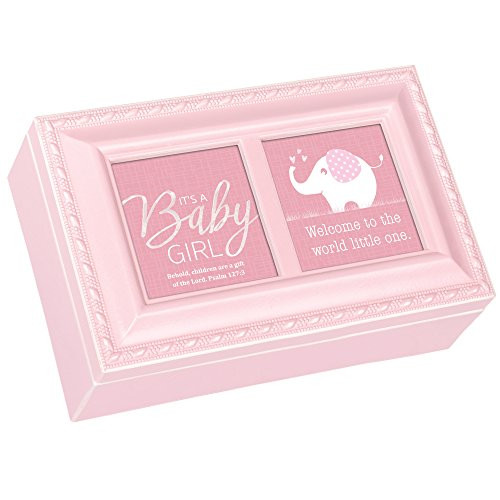 Cottage Garden Baby Girl Welcome to The World Matte Pink Jewelry Music Box Plays Jesus Loves Me