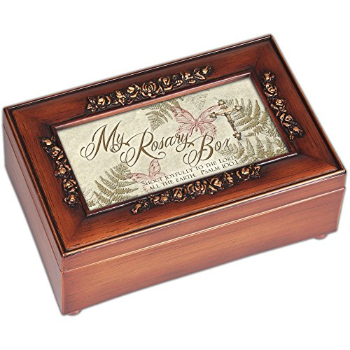 Cottage Garden Rosary Box Woodgrain Embossed Jewelry Music Box Plays Ave Maria Cottage Garden Rosary Box Woodgrain Embossed Jewelry Music Box Plays Ave Maria