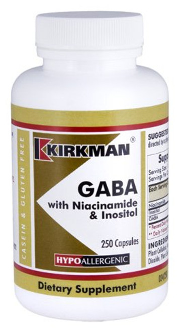 Kirkman GABA with Niacinamide and Inositol - Hypoallergenic  250 Vegetarian Capsules  Amino Acid  Promotes Relaxation and restful Sleep  Capsules are Plant Based  Gluten and Casein Free