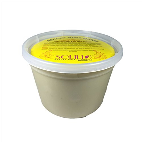 SmellGood - Pure Unrefined African Shea Butter natural and handmade ivory color packed in 16 oz food grade resealable container 12 Units included