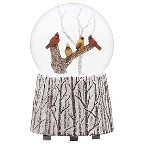Cardinals on a Branch Musical 5_25 Inch Snow Globe Playing The Tune We Wish You A Merry
