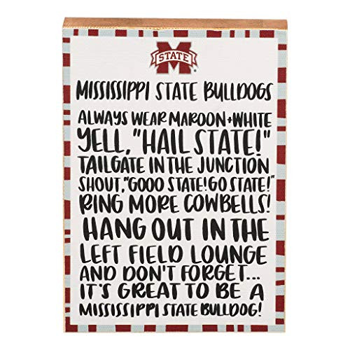 Glory Haus 5X7 Collegiate MSU Fan Block Canvas Sign Mississippi State University