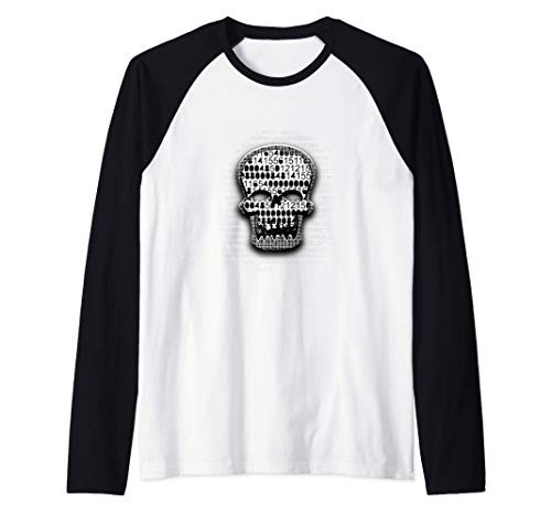 Awesome Binary Skull Face Tech Gift for Geek Raglan Baseball Tee