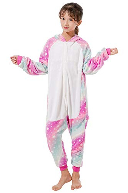 JOXJOZ Kids Unicorn Onesie Pajamas Costume Halloween Cosplay Soft Animal Sleepwear Galaxy-a 140-for Height 51-56 inch