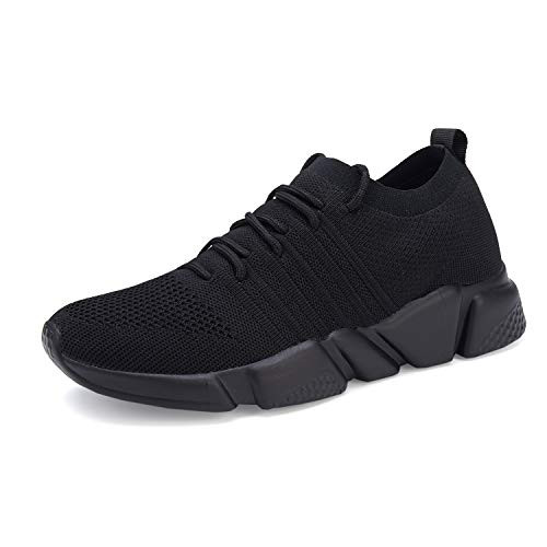 WXQ Mens Running Shoes Fashion Sneakers Mesh Breathable Casual Athletic Lightweight Walking Shoes All Black 43