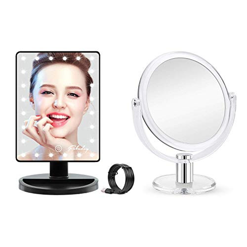 Bundle Product Makeup Mirror with Lights Lighted Makeup Mirror Touch Screen?Magnifying Makeup Mirror Double Sided 1X 10X Magnification Mirror