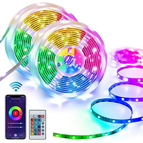 Homeyard Led Strip Lights 32_8FT LED Light for Bedroom WiFi RGB Light Strips Work with Alexa Google Assistant Remote APP Control Music Sync Rope Light Color Changing for Home Kitchen Tv Party DIY