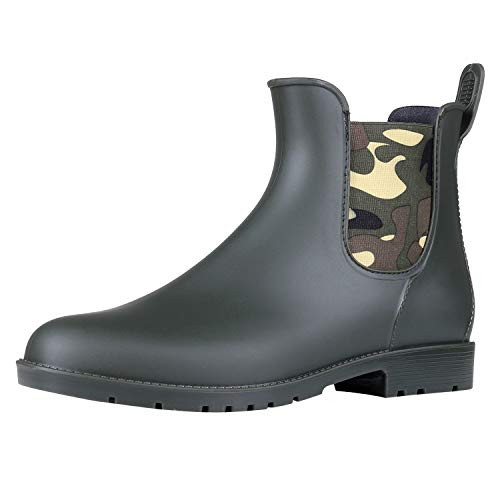 Asgard Womens Short Rain Boots Waterproof Slip On Ankle Chelsea Booties CA38 Camouflage
