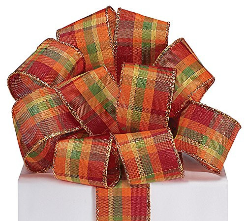 Burton and Burton  9 Fall Plaid Wired Ribbon Multicolor