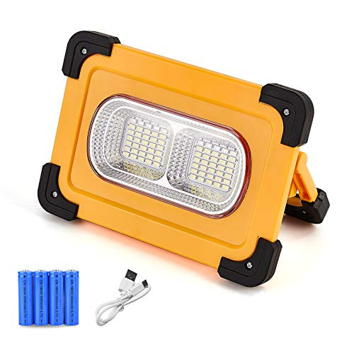 AKT LIGHTING LED Work Light Solar USB Rechargeable 80W 4800LM Portable Waterproof 70LED Flood Light for Outdoor Camping Car Repairing Job Site Lighting   Emergency SOS 80watts