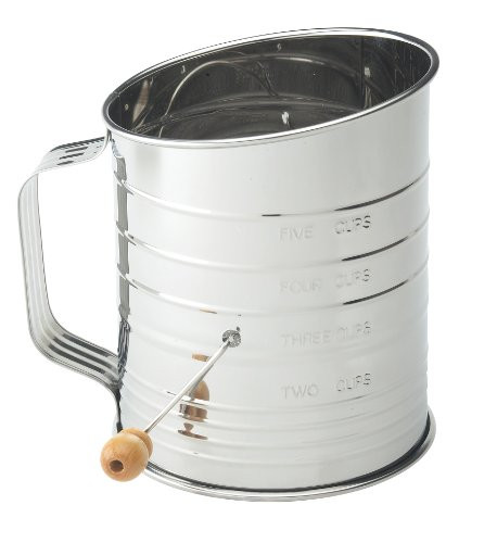 Mrs. Anderson's Baking Hand Crank Flour Icing Sugar Sifter, Stainless Steel, 5-Cup