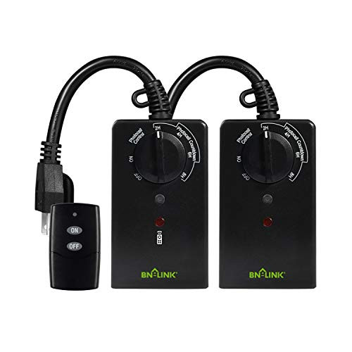 BN-LINK Outdoor 24-HR Water-Resistant Photoelectric Countdown Timer with Photocell Sensor 234 or 8HR mode U57Not Compatible with RemoteU57RWorks with Remote-100 ft Range 2 Grounded Outlets