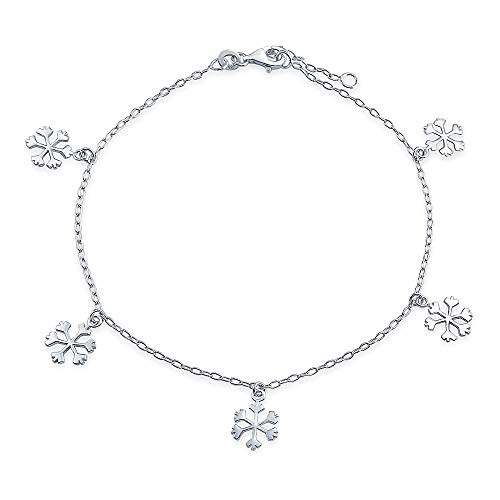 Holiday Party Christmas Dangling Multi Charms Frozen Winter Snowflake Anklet Ankle Bracelet For Women Teen 925 Sterling Silver Adjustable 9-10 Inch Holiday Party Christmas Dangling Multi Charms Frozen Winter Snowflake Anklet Ankle Bracelet For Women Teen 925 Sterling Silver Adjustable 9-10 Inch