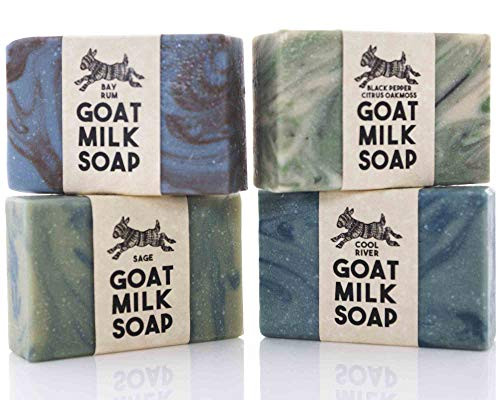 MENs Variety Pack ~ Creamy Goats Milk Soap  All Natural Ingredients  Bay Rum Black Pepper Citrus Oakmoss Cool River   Sage  SLS Sulfate   Paraben Free Handmade in the USA