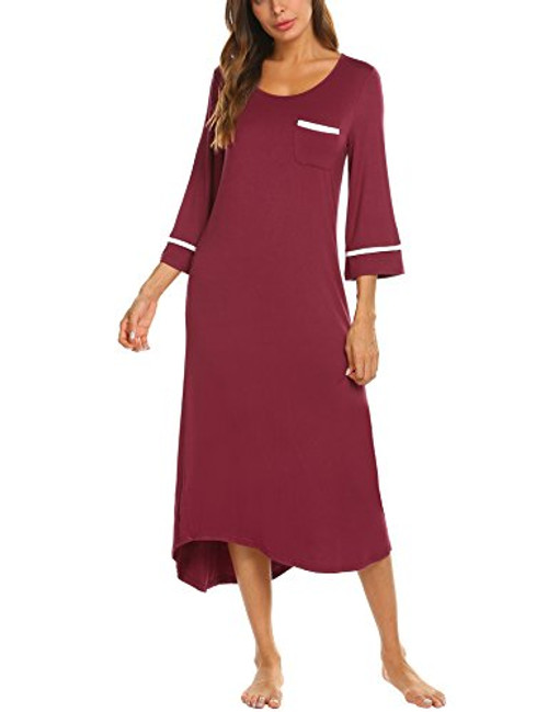 Ekouaer Sleepwear Womens Nightshirt 34 Sleeve Nightgown Ultra-Soft Full Length Sleep Dress Ekouaer Sleepwear Womens Nightshirt 34 Sleeve Nightgown Ultra-Soft Full Length Sleep Dress