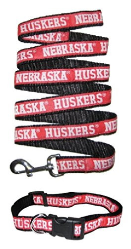 Pets First Nebraska Huskers Nylon Collar and Matching Leash for Pets NCAA Official Size Large